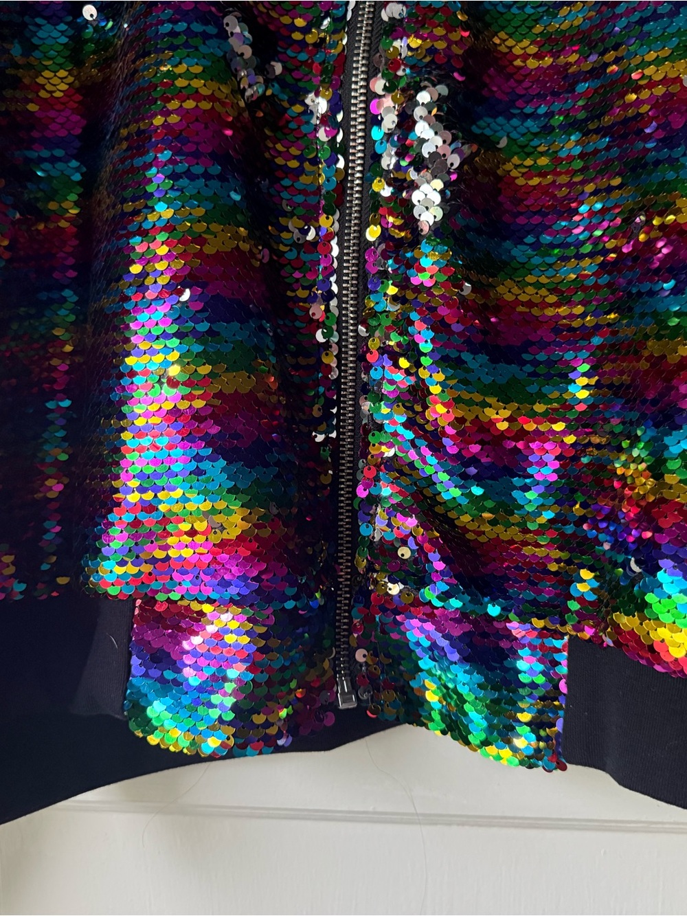 ✨ Multicolor Sequin Bomber Jacket Stevie Y2K Pride Concert Rave Women’s Size XXL - Picture 11 of 15